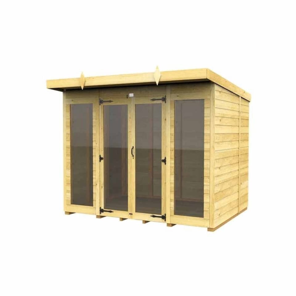 image 1 of 8ft x 8ft Pent Summer House (Full Height Window) - Wood - L231 x W243 x H201 cm | Brown