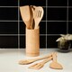 image 1 of Interiors by Premier Bamboo Kitchen  Set with Utensil Holder, 6 Pc Cooking Utensils Kit For Daily Use, Minimalist Cooking Tools