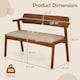 image 2 of COSTWAY 2-Seat Rubber Wood Bench Dining Bench Brown