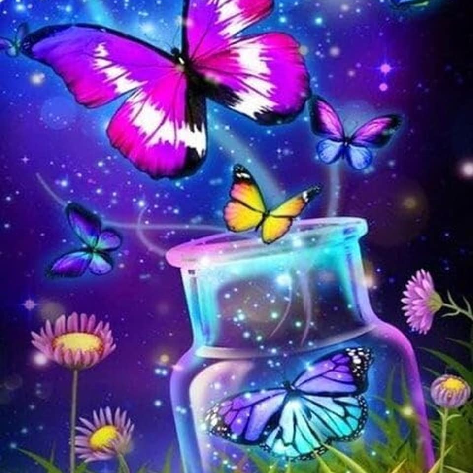 image 1 of Butterfly Jar Diamond Painting Kit