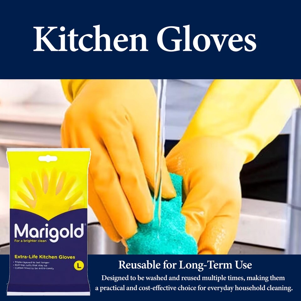 image 1 of Marigold Kitchen Gloves Large Reusable Cleaning Gloves 1 Pair Pack of 2