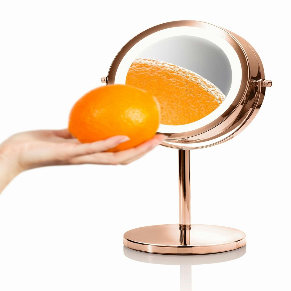 image 1 of Rose Gold Double Sided LED Cosmetic Mirror