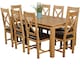 image 1 of Oslo 180 x 90 cm Large Oak Dining Table and 8 Berkeley Leather Chairs | Brown | Brown