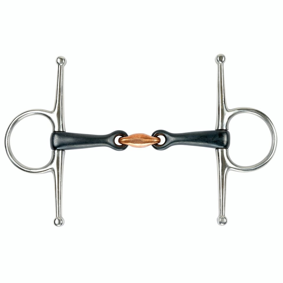 Shires Sweet Iron Lozenge Horse Full Cheek Snaffle Bit - Black/Silver - 5.5in