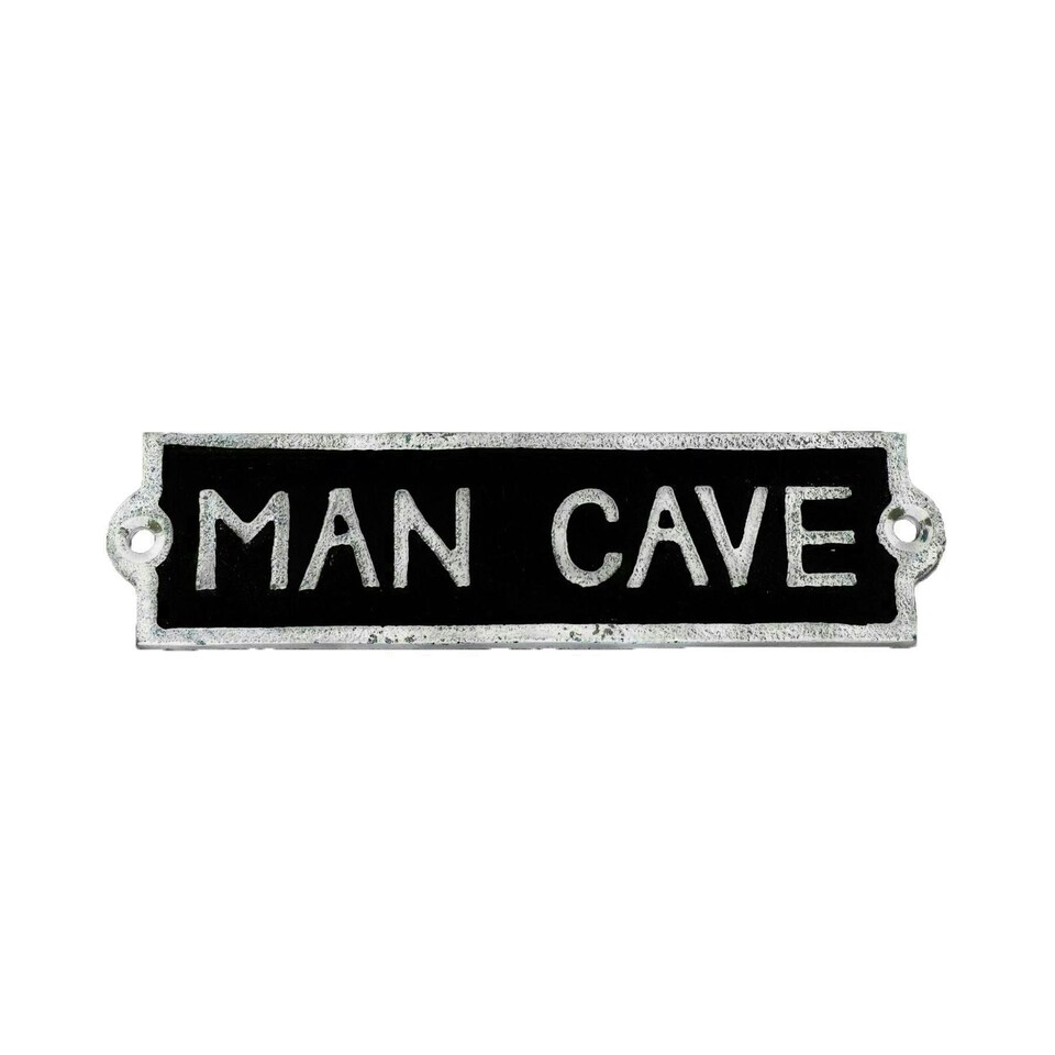 image 1 of Man Cave Cast Iron Sign Plaque Wall Fence Gate Post House Workshop Garage