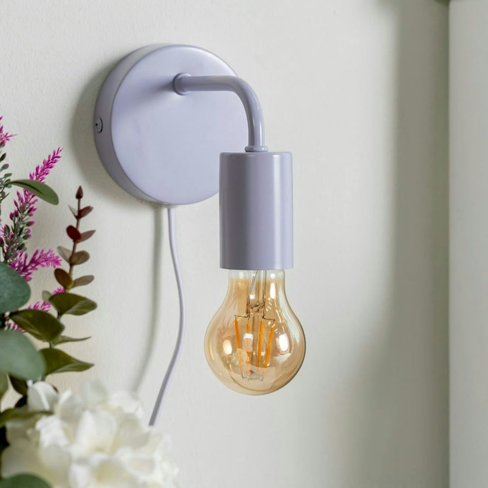 image 1 of ValueLights Jordy Plug in Colour Pop Lilac Easy Fit Wall Light - Bulb Included