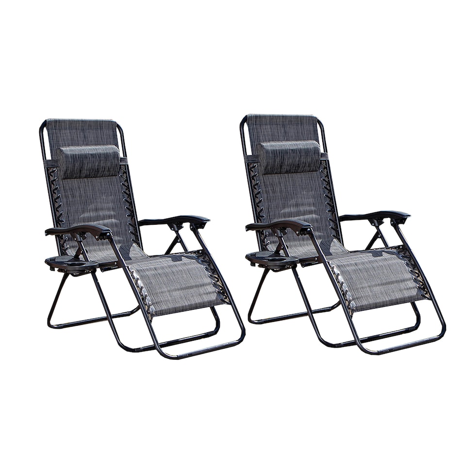 image 1 of Set of 2 Multi Position Garden Zero Gravity Relaxer Chair Sun Lounger in Mixed Grey | Grey | Grey