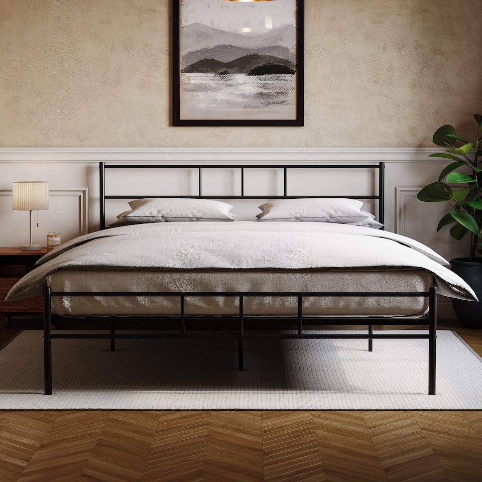 image 1 of Vida Designs Dorset 5ft King Size Bed Metal Frame, Black, 150 x 200cm
