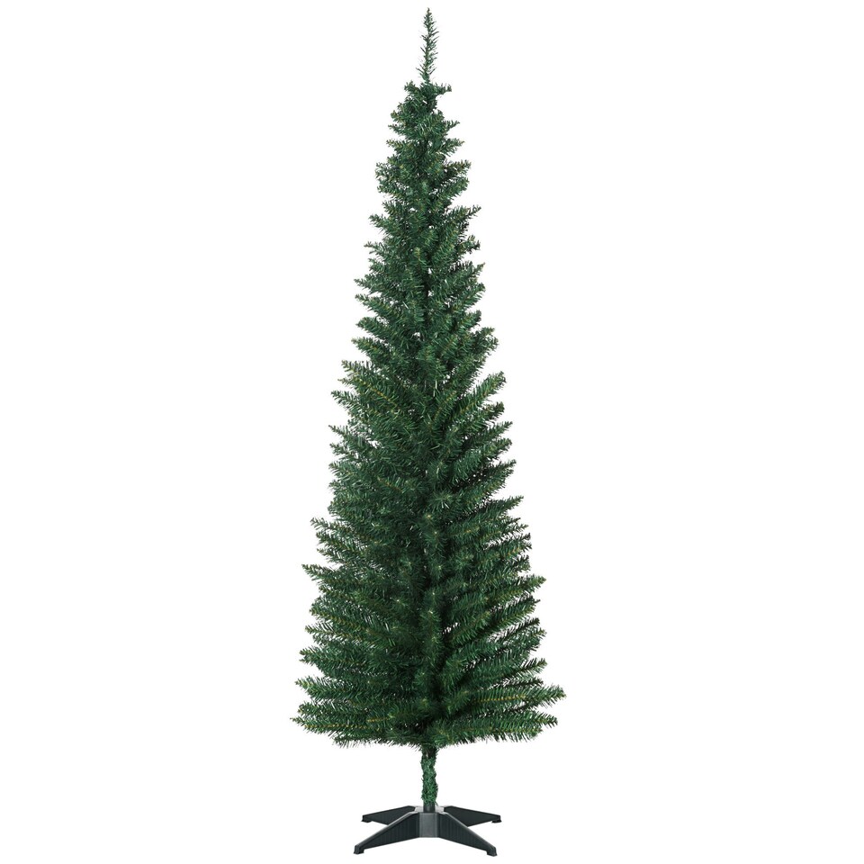 image 1 of HOMCOM 6FT Pencil Artificial Christmas Tree with Solid Stand Tips Green