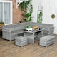 image 8 of Outsunny 5 PCs Rattan Garden Furniture Set with Stools, Table, Cushion, Grey