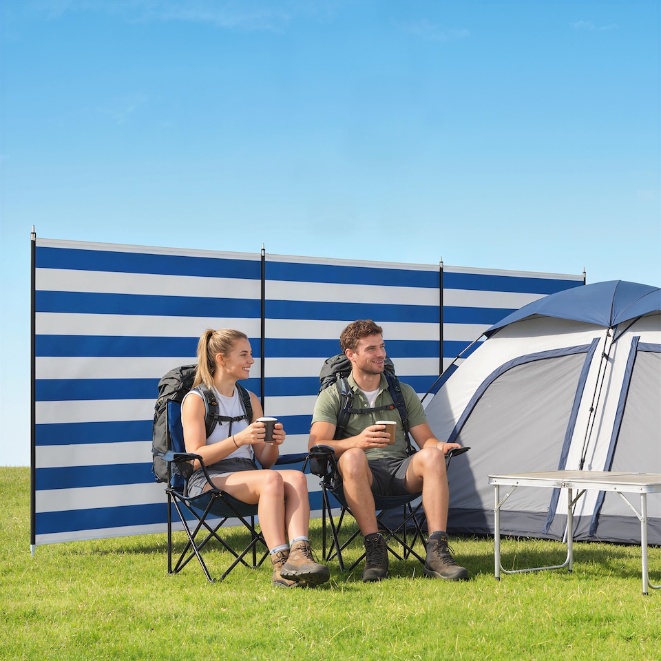 image 1 of Outsunny Camping Windbreak Portable Wind Blocker Privacy Wall | Blue | Dark Blue | 540 x 150 cm