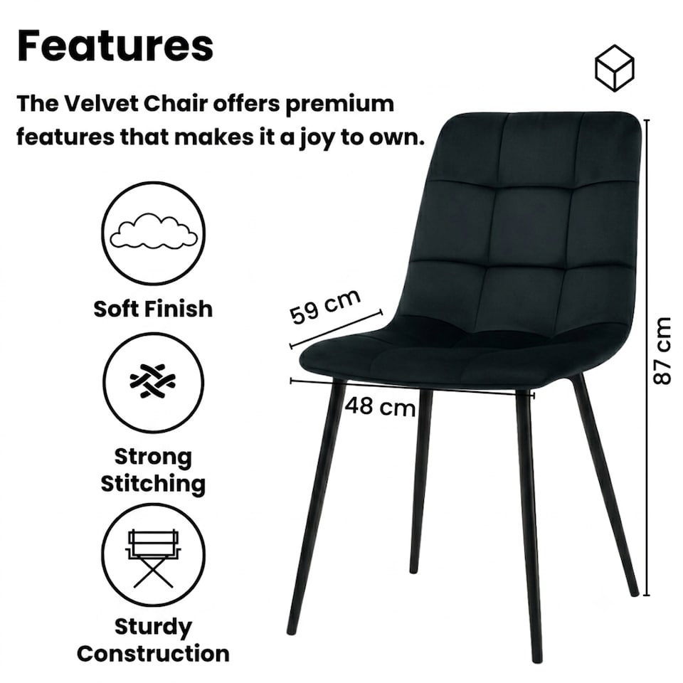 image 1 of Dining Table and 4 Chairs Rustic Effect Wood Table with 4 Black Velvet Dining Chairs