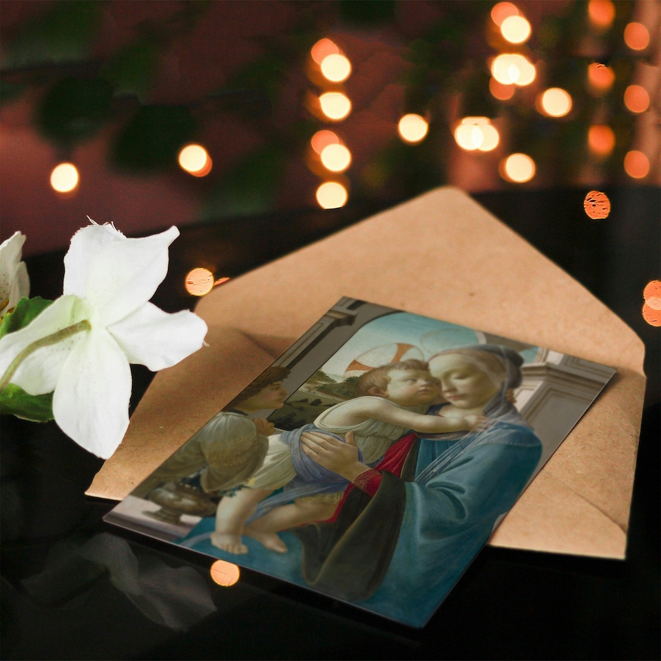 image 1 of Sandro Botticelli Art Card Virgin and Child with an Angel