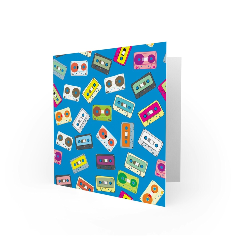 image 1 of Tape Cassette Retro Music Colourful Pattern Art Card