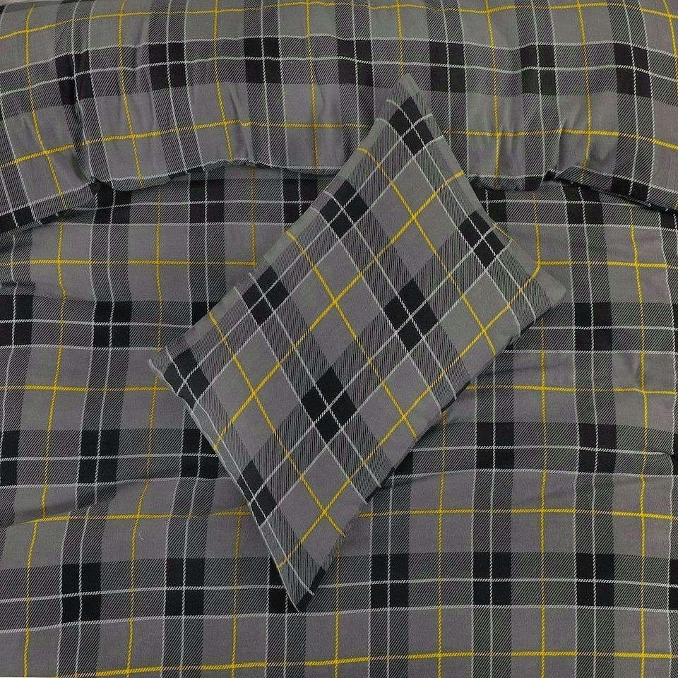 image 1 of Tartan Check Brushed Cotton Duvet Cover Set - King - Grey