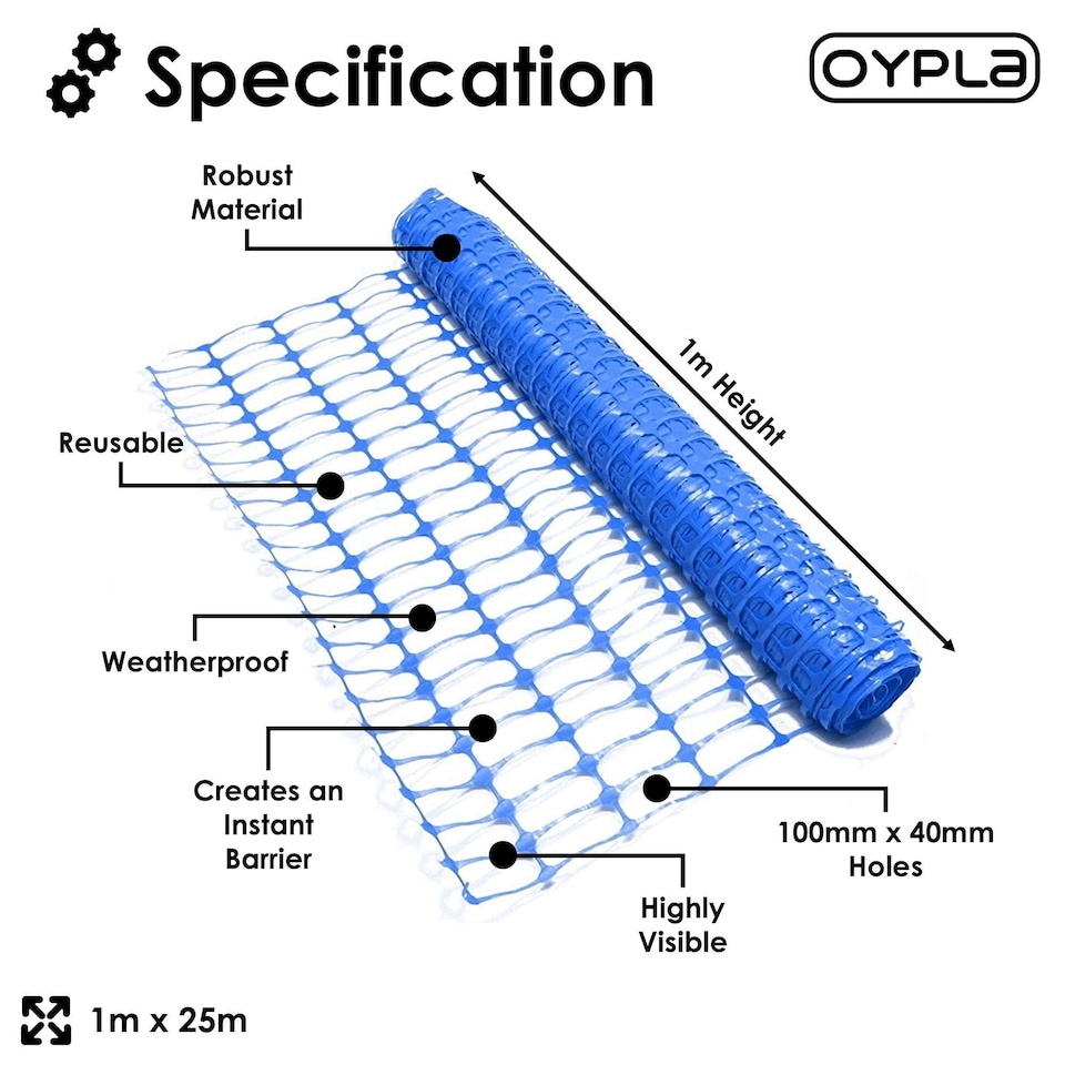 image 1 of Heavy Duty Blue Safety Barrier Mesh Fencing 1mtr x 25mtr | Blue | 1