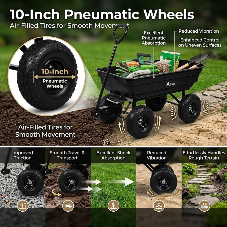 image 1 of Alivio Garden Tipping Wheelbarrow Cart 75L Heavy Duty 250kg Capacity with 10 Inch Pneumatic Wheels for Outdoor Use