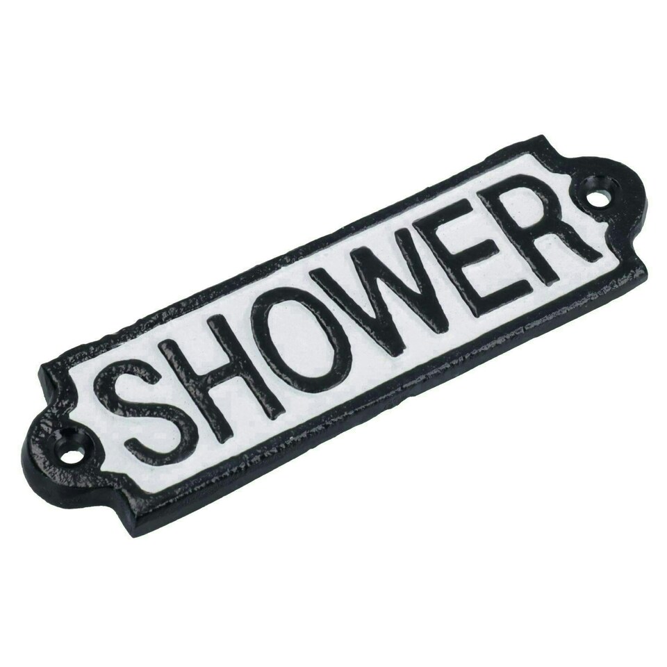 image 1 of Shower Cast Iron Sign Plaque Door Wall House Home Gate Post Bathroom Hotel