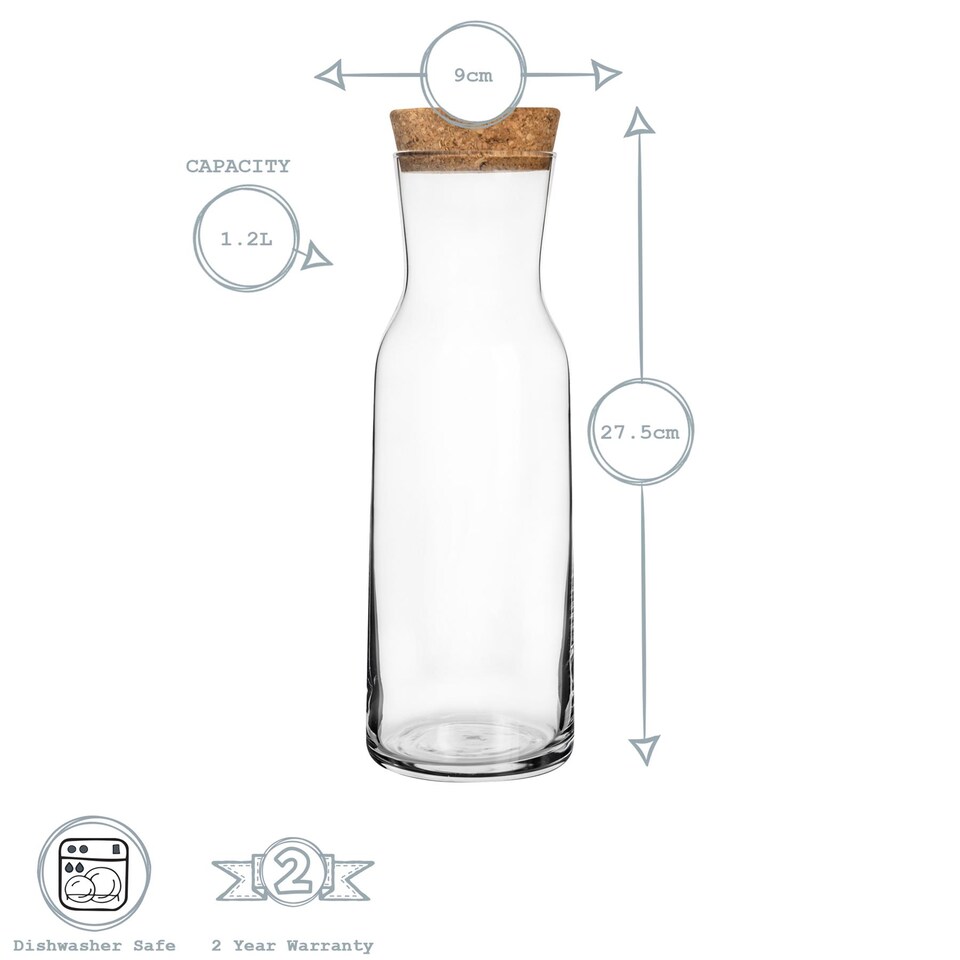 image 1 of Bormioli Rocco Aquaria Glass Carafe with Cork Lid - 1.2 Litre