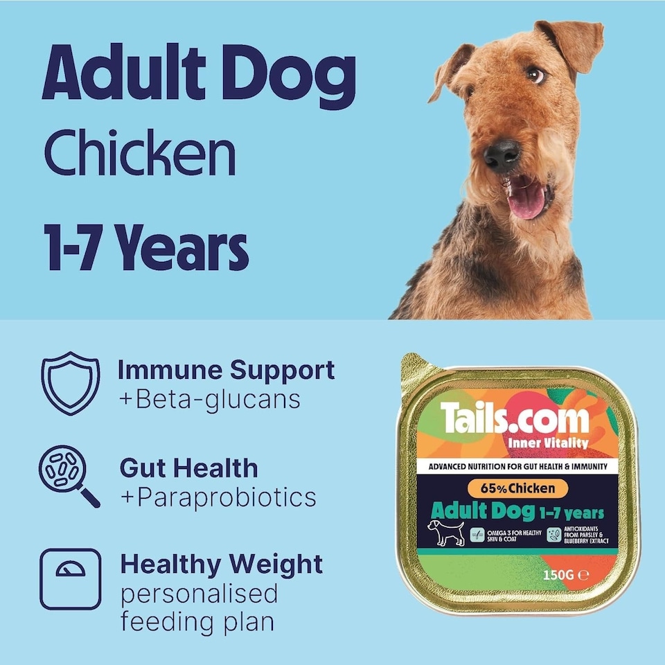 image 1 of Tails.com Inner Vitality Wet Dog Food Alu Tray Adult Chicken 11 x 150g