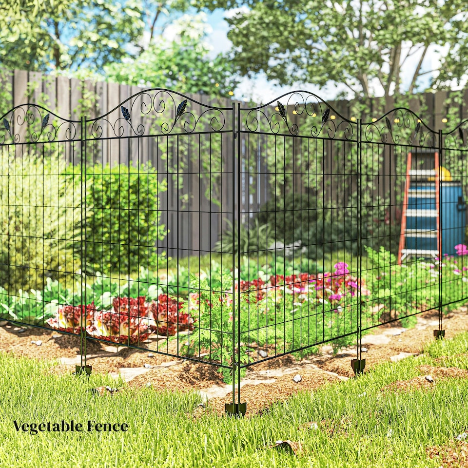 image 1 of Outsunny Garden Decorative Fence 4 Panels 44in x 12ft Steel Wire Border Edging