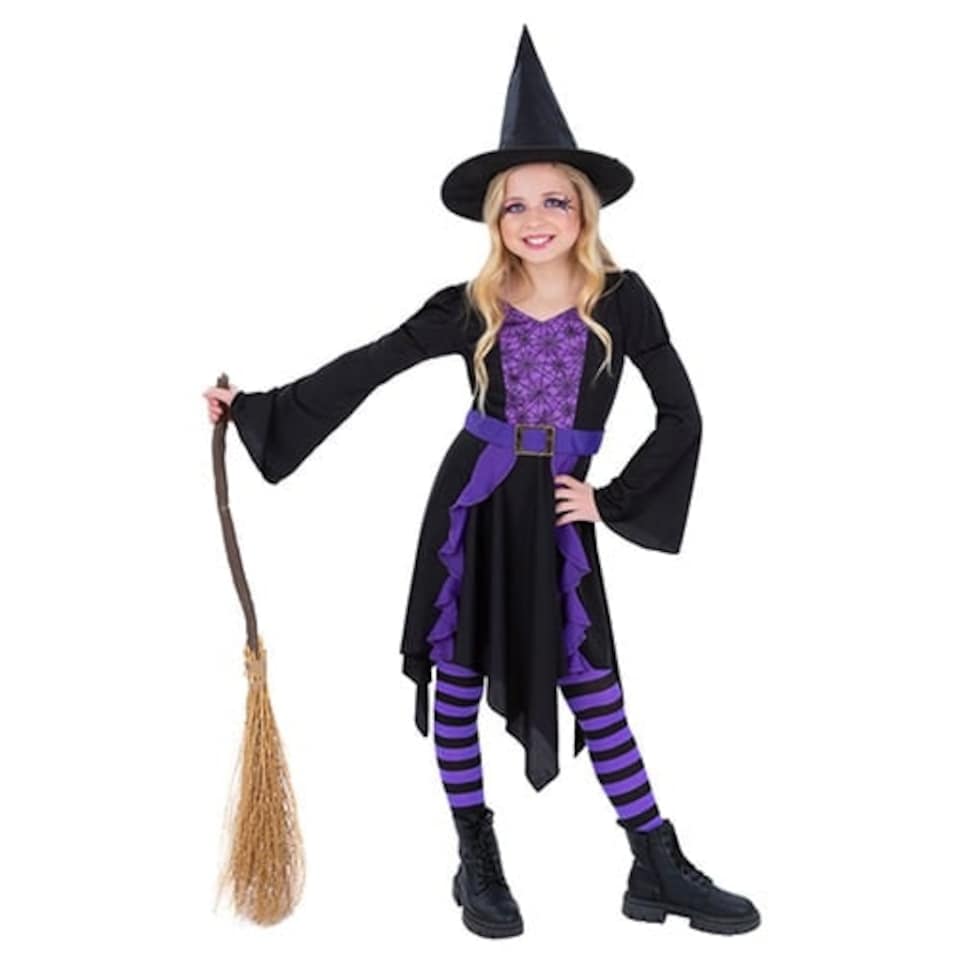 image 1 of Practical Spell Witch Girls Fancy Dress Costume Kids Medium - Age 7-9 | Multi | M