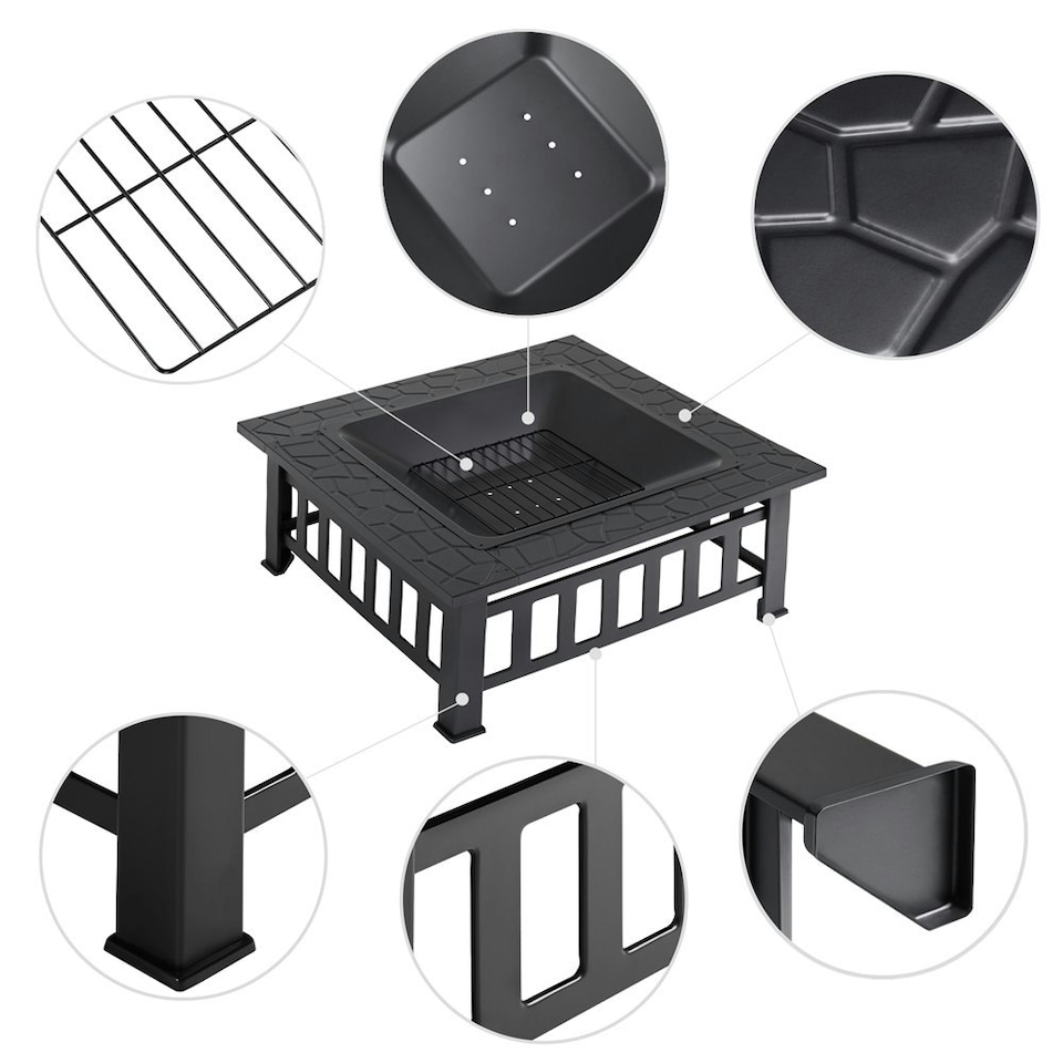 image 1 of Yaheetech 86 cm Outdoor Metal Square Fire Pit