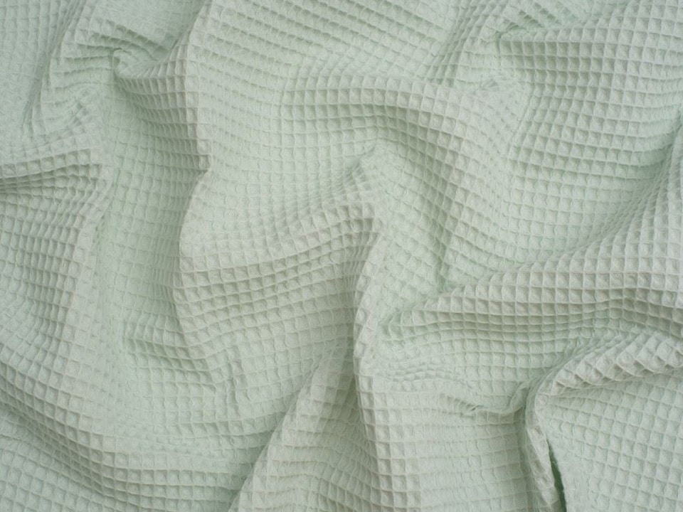 Minerva Core Range Green Medium Cotton Waffle Fabric for Dressmaking, 150cm / 59" Wide - per metre