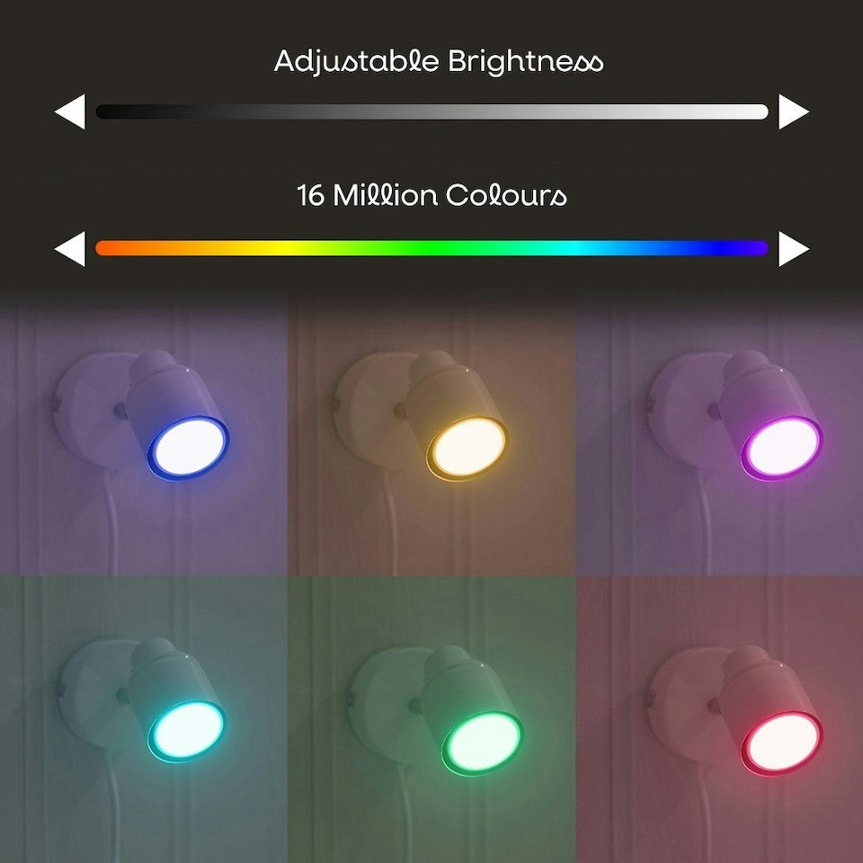 image 1 of ValueLights 4 Pack Light Bulb Dimmable GU10 White Plastic Spotlight LED SMART 5W Multicolour 6500K 400lm Light Bulb