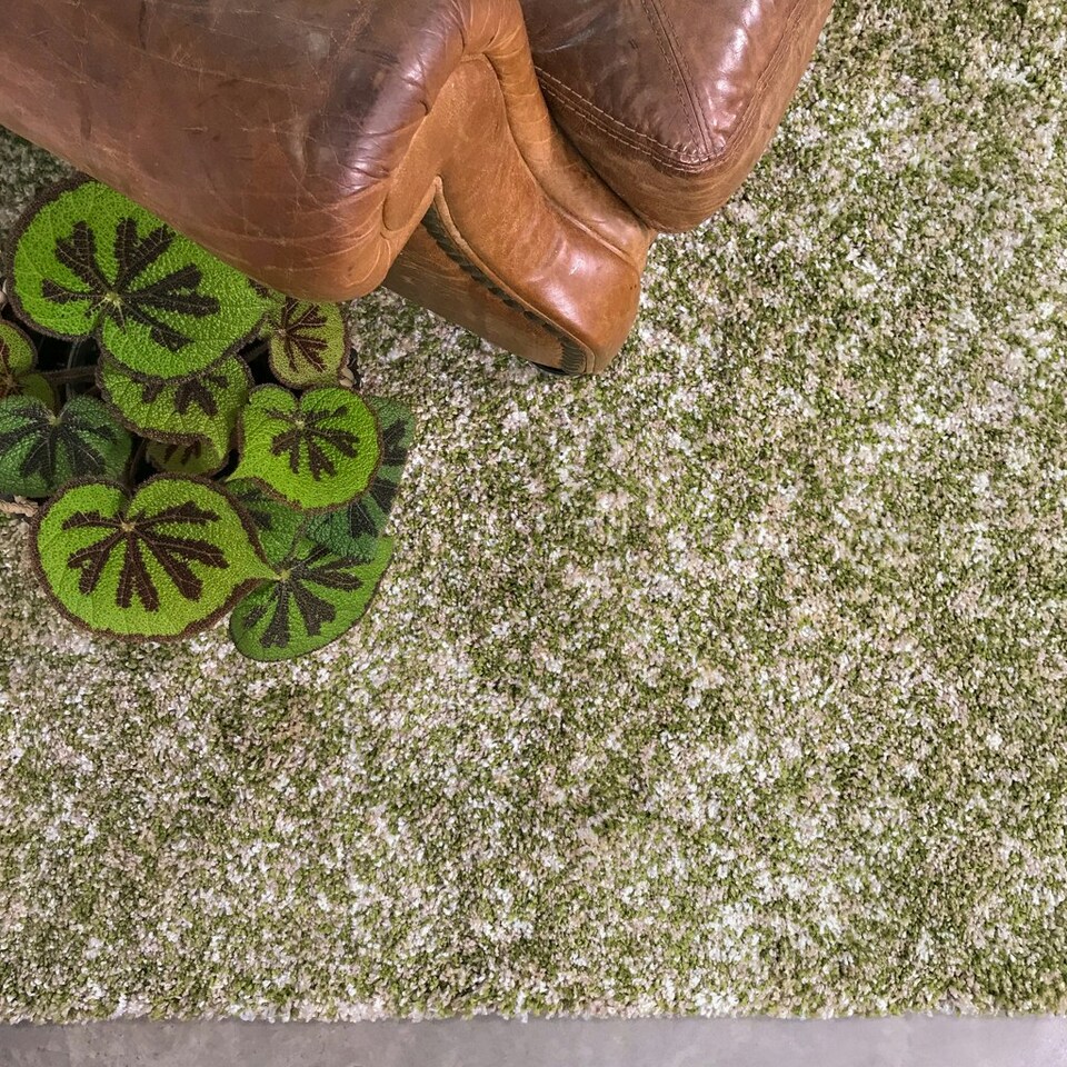 image 1 of KUKOON Fern Green Beige Mottled Shaggy Living Room Area Rug 160cm x 230cm Green