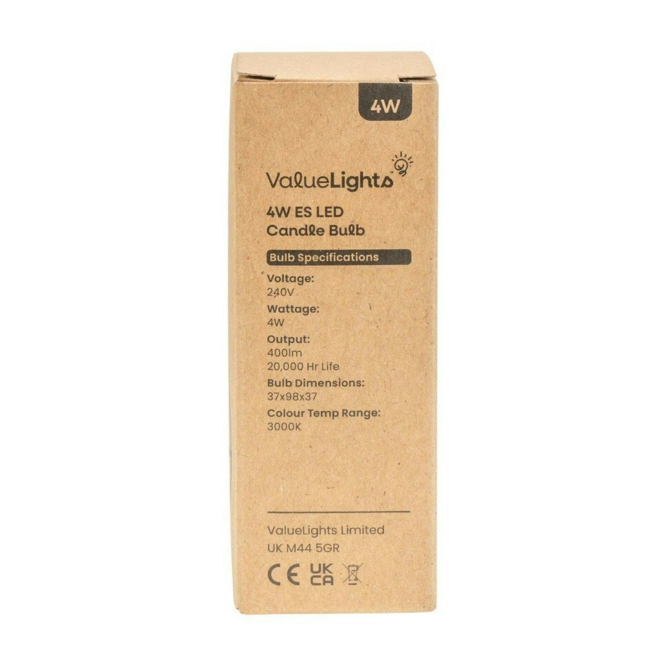 image 1 of ValueLights 10 Pack E27 White Plastic Candle LED 4W Warm White 3000K 400lm Light Bulb