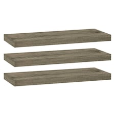 Floating Wooden Wall Shelves - 60x23.5cm | Brown | Anthracite Oak & Set of 3 | 3