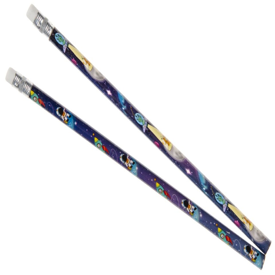 image 1 of Pack of 12 Space Design Pencils with Eraser