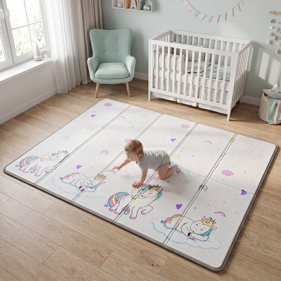 image 1 of Kids Unicorn Play Tent and Play Mat Set