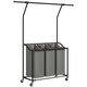 image 1 of HOMCOM 126L Laundry Sorter, Rolling Wash Basket with Hanging Rail and Mobile 3-Bag Organiser for Bedroom, Bathroom, Laundry Room, 88-149.5L x 40W x 167H cm, Dark Grey | Grey