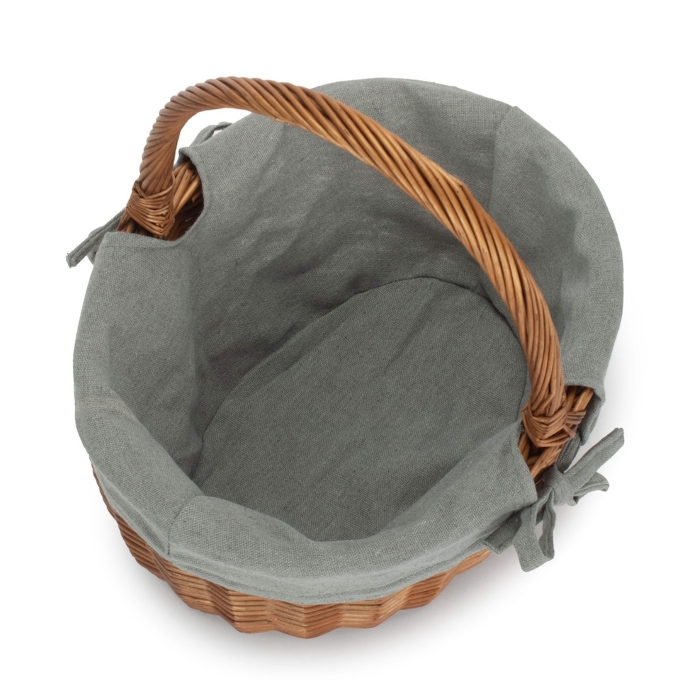 image 1 of Double Steamed Oval Wicker Shopping Basket Grey Lining | Grey | Grey