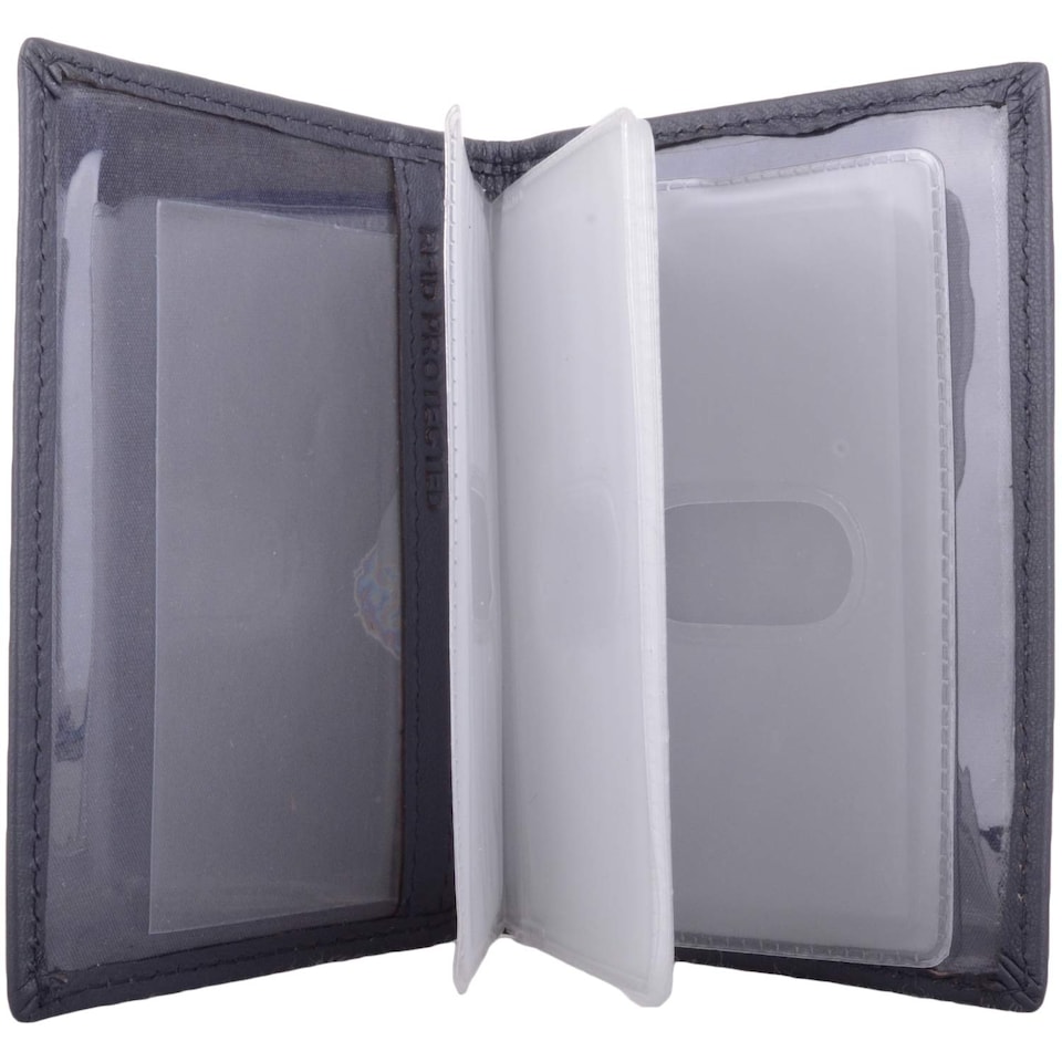 image 1 of London Leathergoods Genuine Leather RFID Protected Bi-Fold Credit Card / Travel Card Holder - Navy | Blue | Navy