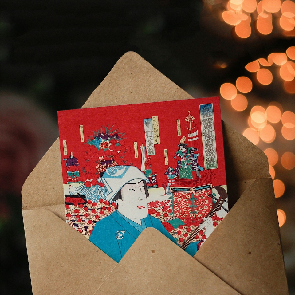 image 1 of Toyohara Kunichika Art Card Samisen Komakichi Kanda Festival Theatre