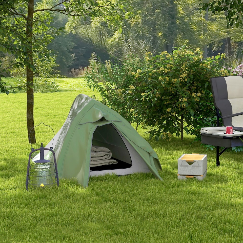 image 1 of Outsunny Double Layer Camping Tent for 1-2 Man, 2000mm Waterproof, Green