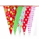 image 1 of Red and Multicoloured Shabby Chic Vintage Print Party Bunting 10m with 20 Pennants