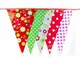 image 1 of Red and Multicoloured Shabby Chic Vintage Print Party Bunting 10m with 20 Pennants