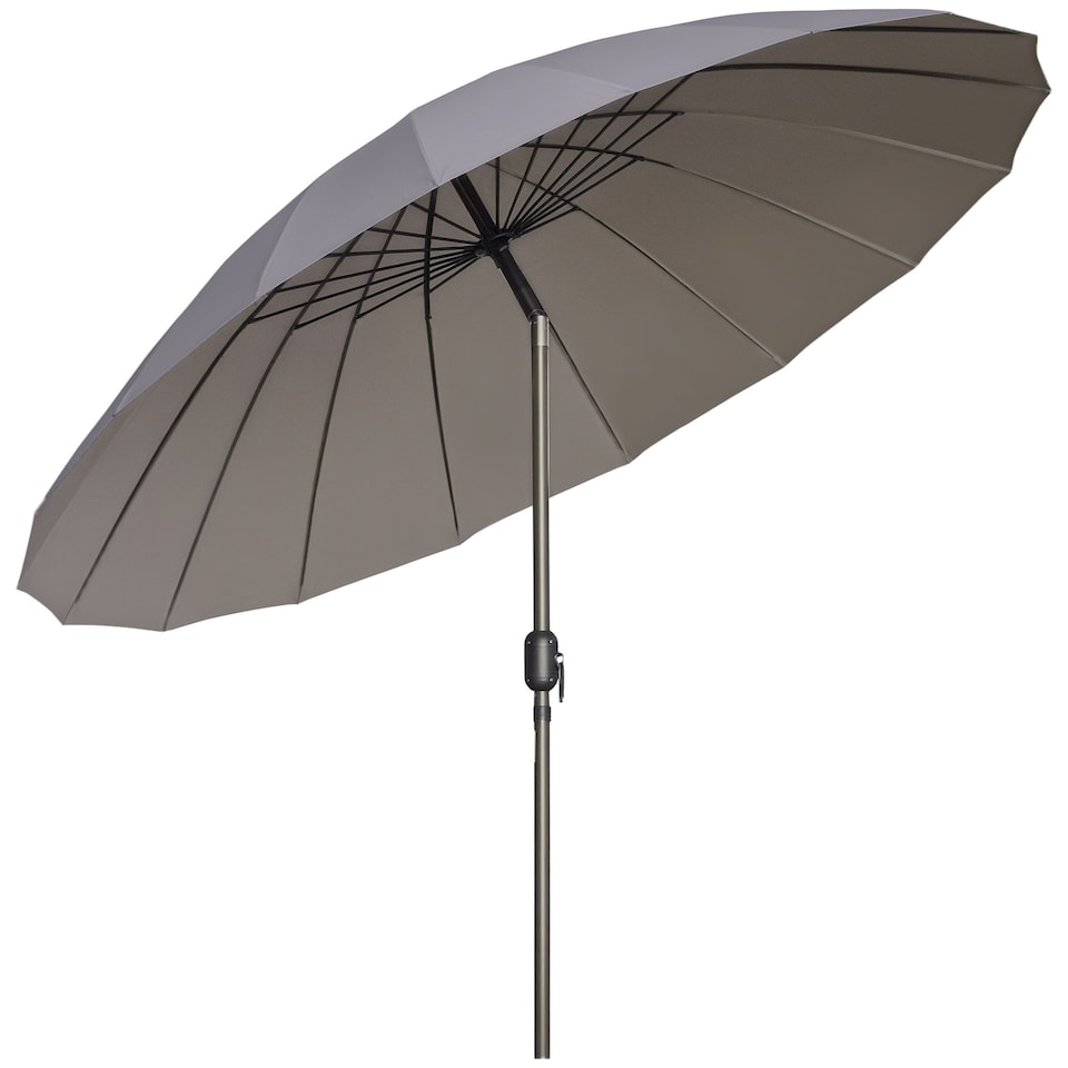image 1 of Outsunny 2.5m Round Curved Adjustable Parasol Sun Umbrella Metal Pole Grey