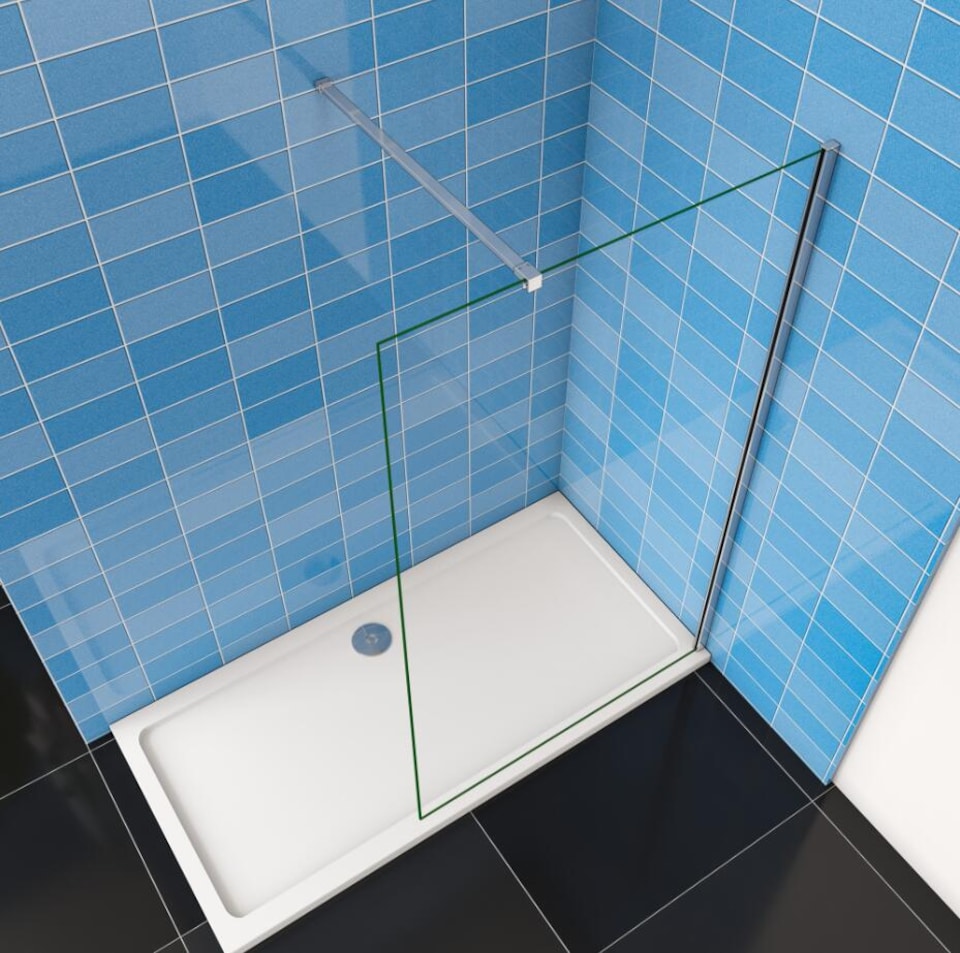 image 1 of Aica Bathrooms 760x1900mm Walk in Wet Room Shower Screen Panel 8mm EasyClean Glass Shower Cubicle | Chrome