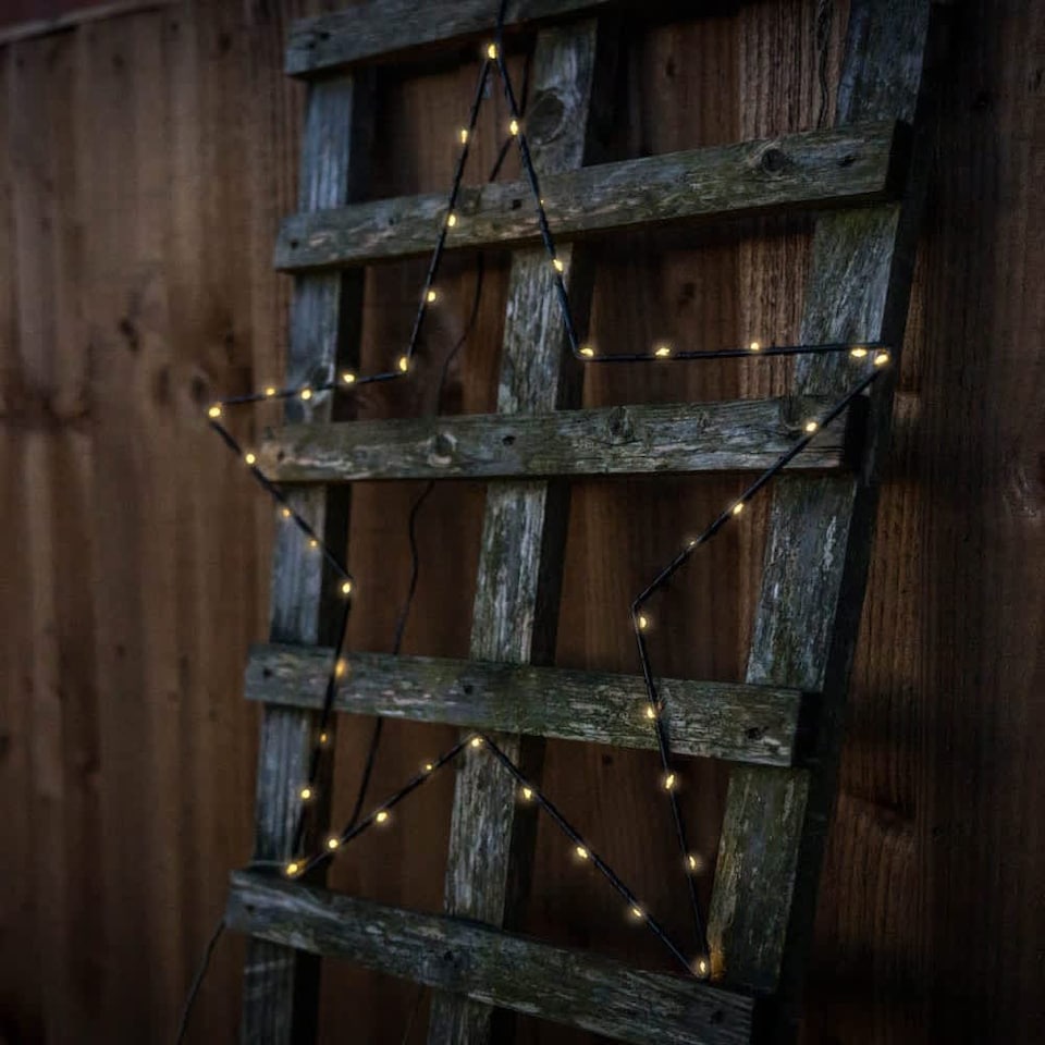 image 1 of ValueLights Pack of 3 IP44 Small Black Outdoor Warm White Star Light | Black