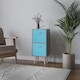 image 2 of Grey 2-Tier 2-Drawer Cube Shelving Unit with Scandinavian Legs | Blue | Sky Blue & Pine | 1