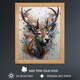 image 2 of The Butterfly Stag Abstract Soft Pastel Deer Wood Framed Wall Art Print