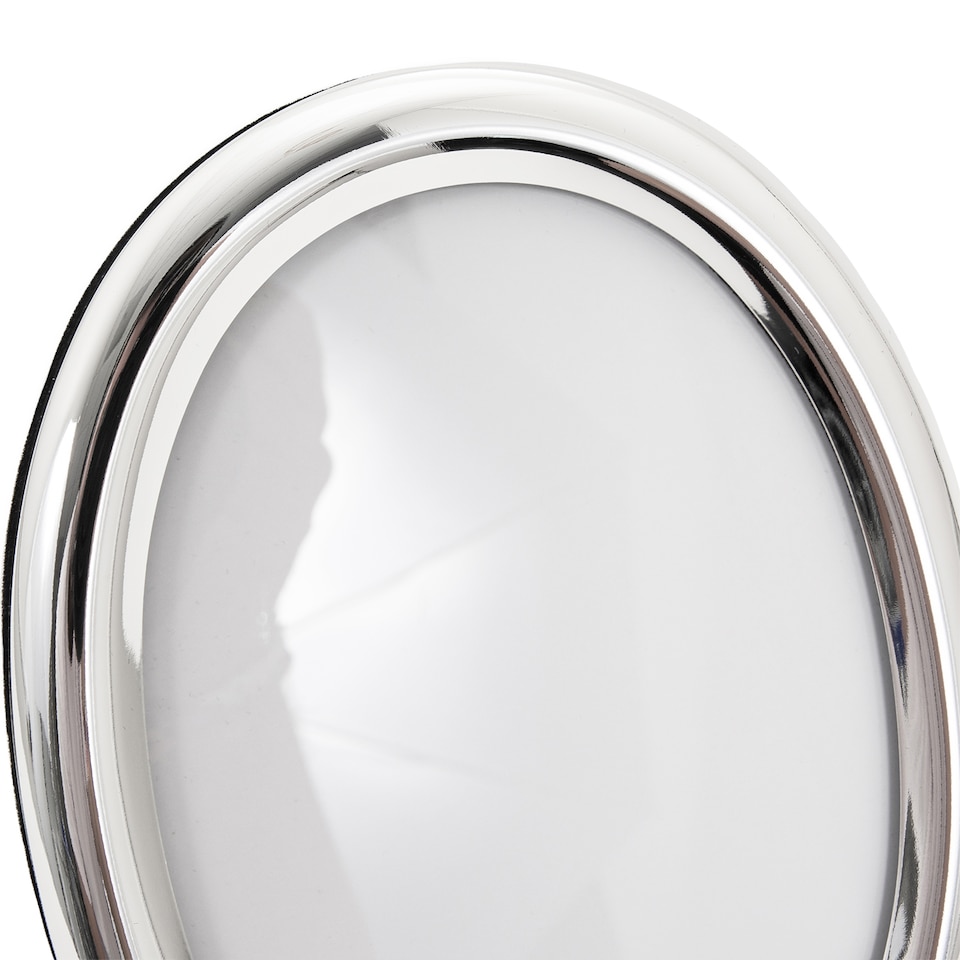 image 1 of Contemporary Oval Silver Plated Metal 5 x 7 Picture Frame with Rounded Border | Silver | 5" x 7"