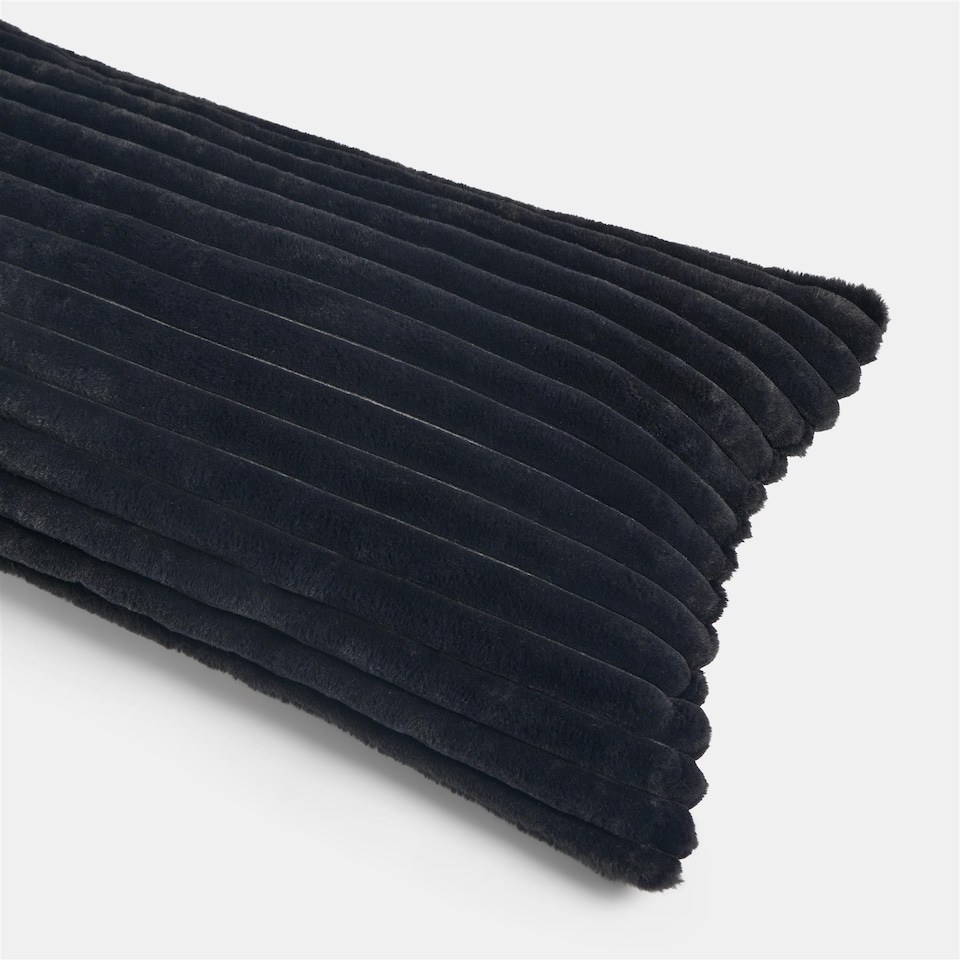 image 1 of OHS Ribbed Faux Fur Bolster Pillow Soft Maternity Support Cushion | Black | One Size