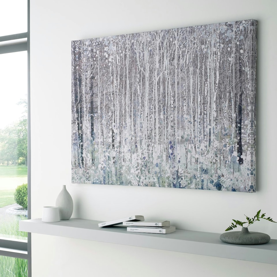 image 1 of Art for the Home Watercolour Woods Printed Canvas | Grey