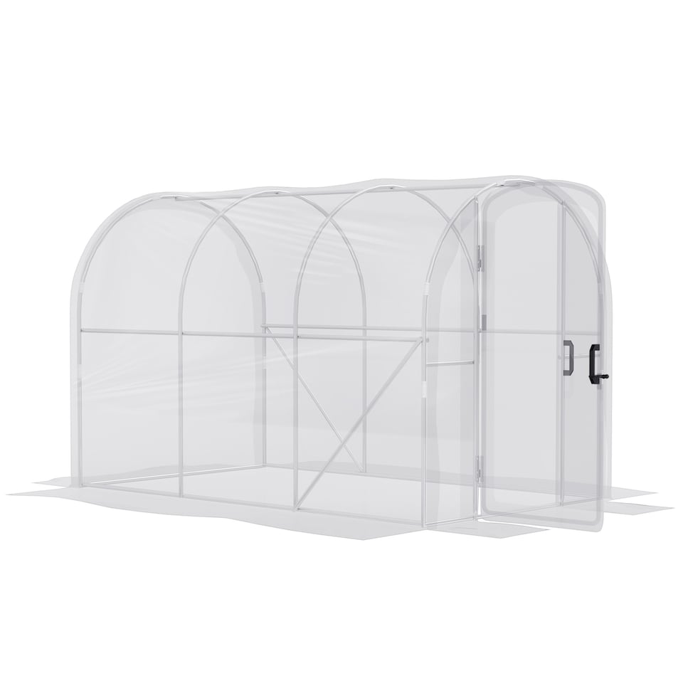 image 1 of Outsunny 3 x 2 x 2m Polytunnel Greenhouse with Door, Galvanised Steel Frame
